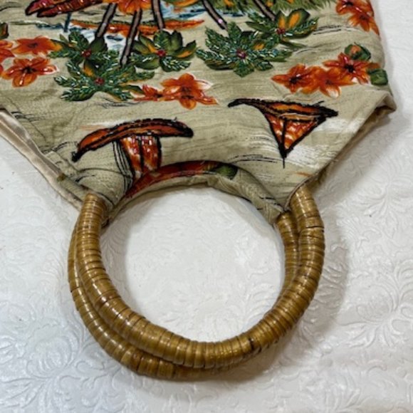 Lord & Taylor Beads Sequins Fringe Tropical Floral Handbag Top Handles - Picture 8 of 12